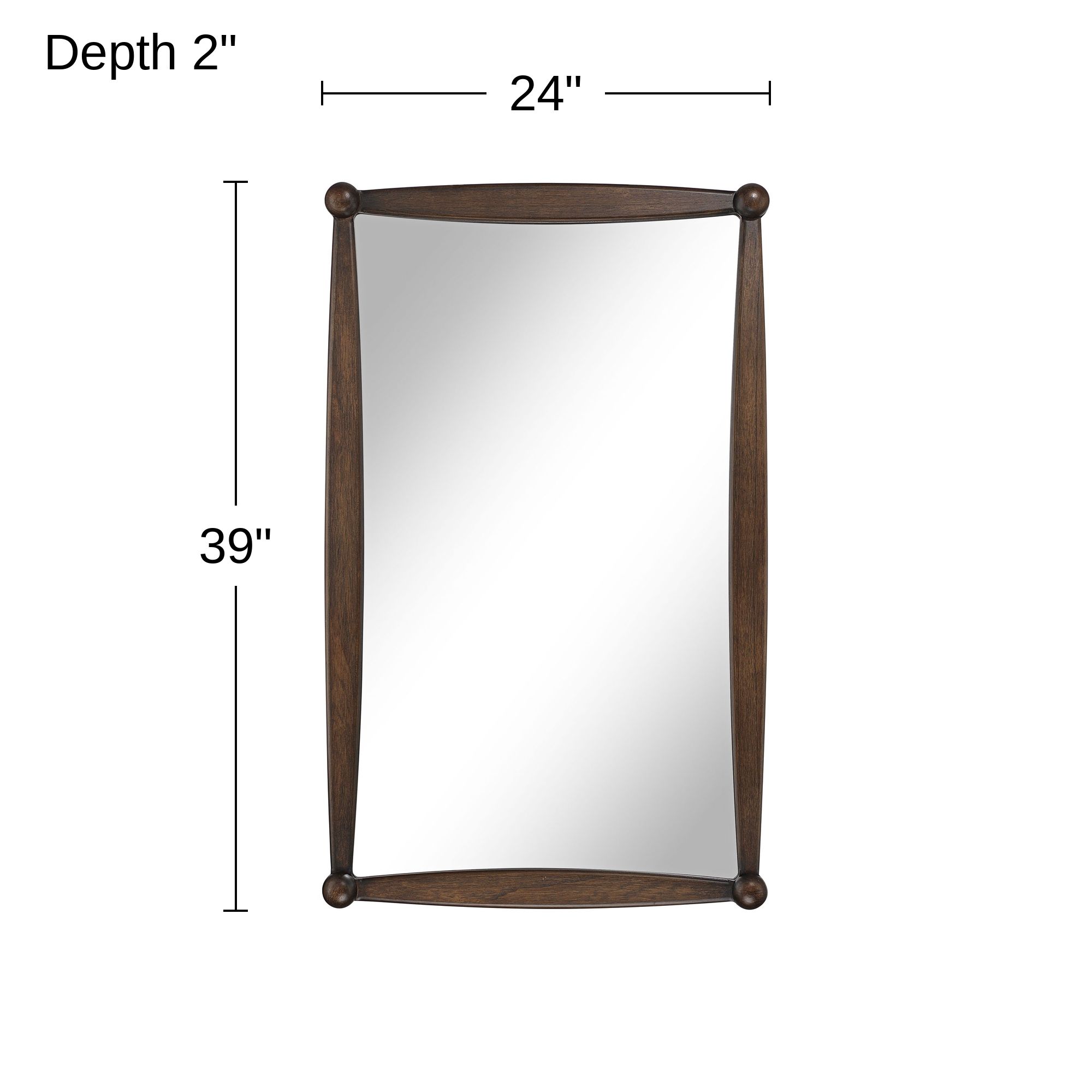 Brandy 24" x 39" Pine Wood Traditional Rectangle Wall Mirror