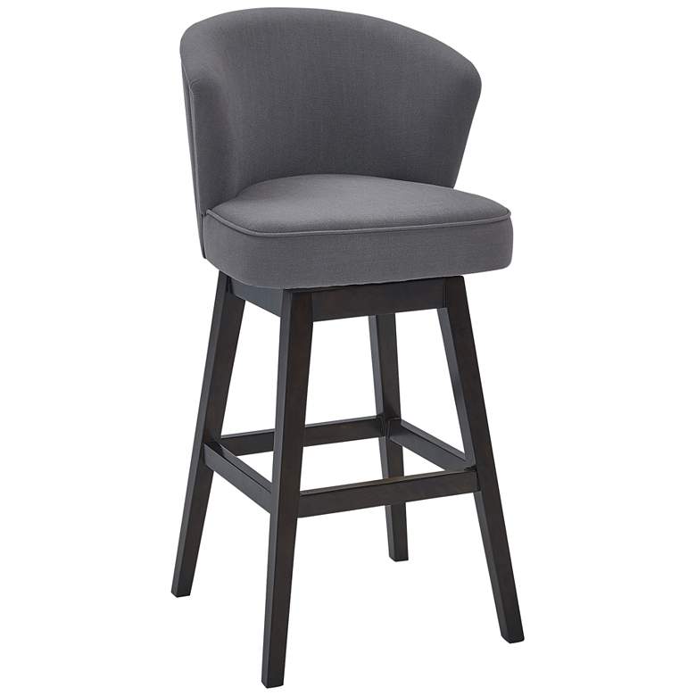 Image 1 Brandy 26.5 in. Swivel Barstool in Espresso Finish with Gray Fabric