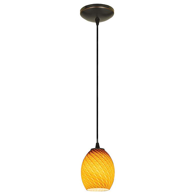Image 1 Brandy FireBird 6" Wide Oil-Rubbed Bronze LED Mini Pendant