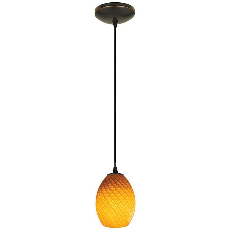 Image 2 Brandy FireBird 6" Wide Oil-Rubbed Bronze LED Mini Pendant more views