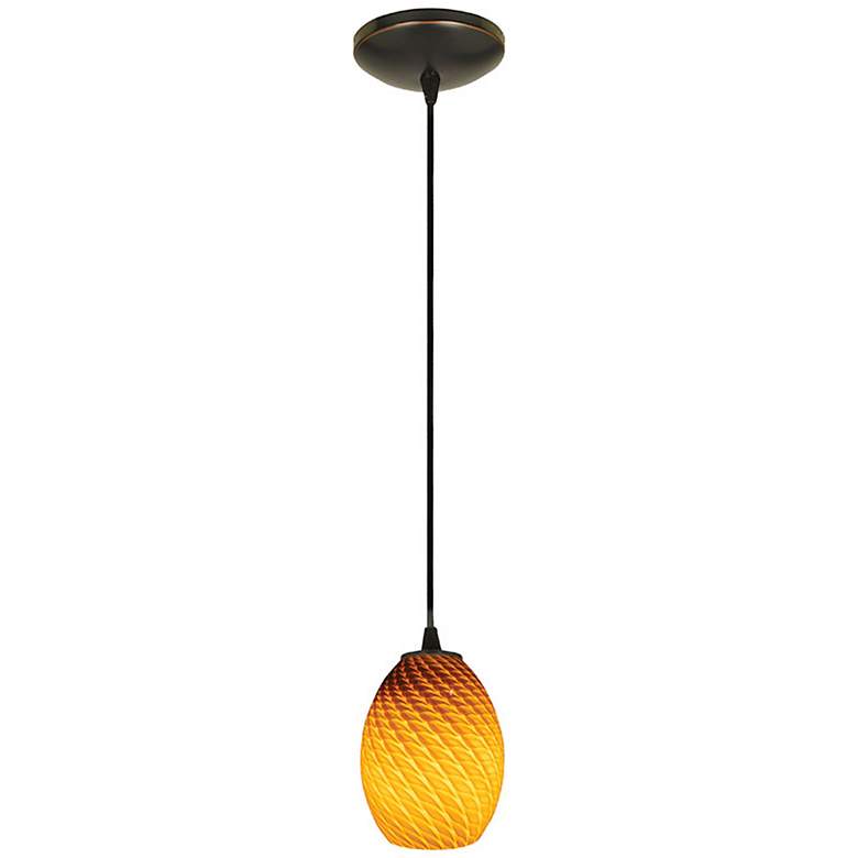 Image 3 Brandy FireBird 6" Wide Oil-Rubbed Bronze LED Mini Pendant more views