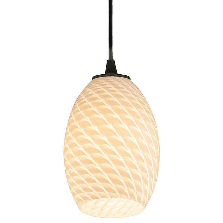 Image 4 Brandy FireBird 6" Wide Oiled Bronze Cord Hung Pendant w/ White Glass more views
