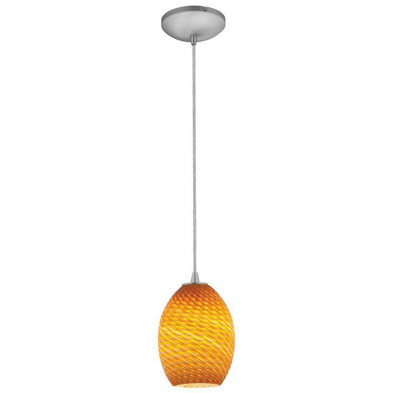 Image 1 Brandy FireBird - Cord - Brushed Steel Finish - Amber Firebird Glass Shade