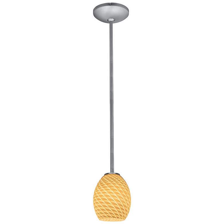 Image 3 Brandy FireBird E26 LED Rod Pendant - Brushed Steel Finish, White Glass more views