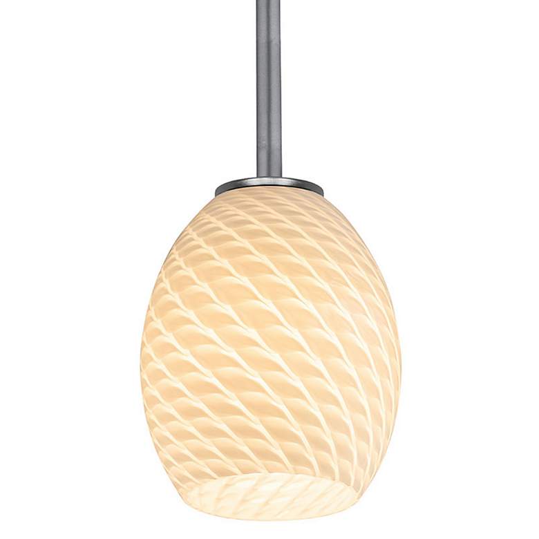 Image 4 Brandy FireBird E26 LED Rod Pendant - Brushed Steel Finish, White Glass more views