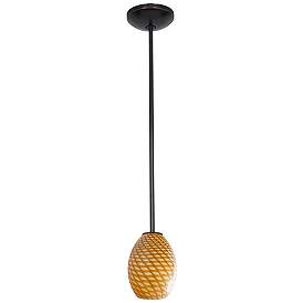 Image5 of Brandy FireBird E26 LED Rod Pendant - Oil Rubbed Bronze Finish, Amber Glass more views