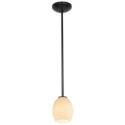 Brandy FireBird E26 LED Rod Pendant - Oil Rubbed Bronze Finish, White Glass