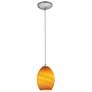 Brandy FireBird LED Cord Pendant - Brushed Steel Finish, Amber Glass