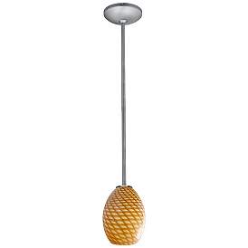 Image5 of Brandy FireBird - Rods - Brushed Steel Finish - Amber Firebird Glass Shade more views