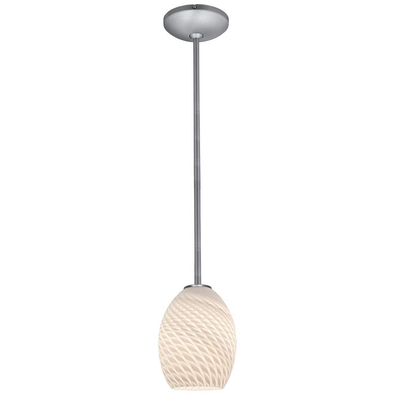 Image 1 Brandy FireBird - Rods - Brushed Steel Finish - White Firebird Glass Shade