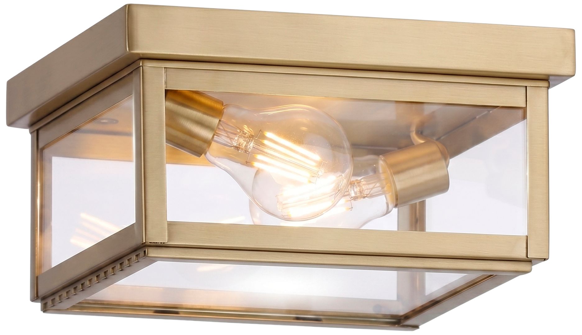 Branford - 2 Light - 10 inch - Antique Brass - Solid Brass - Semi Flush