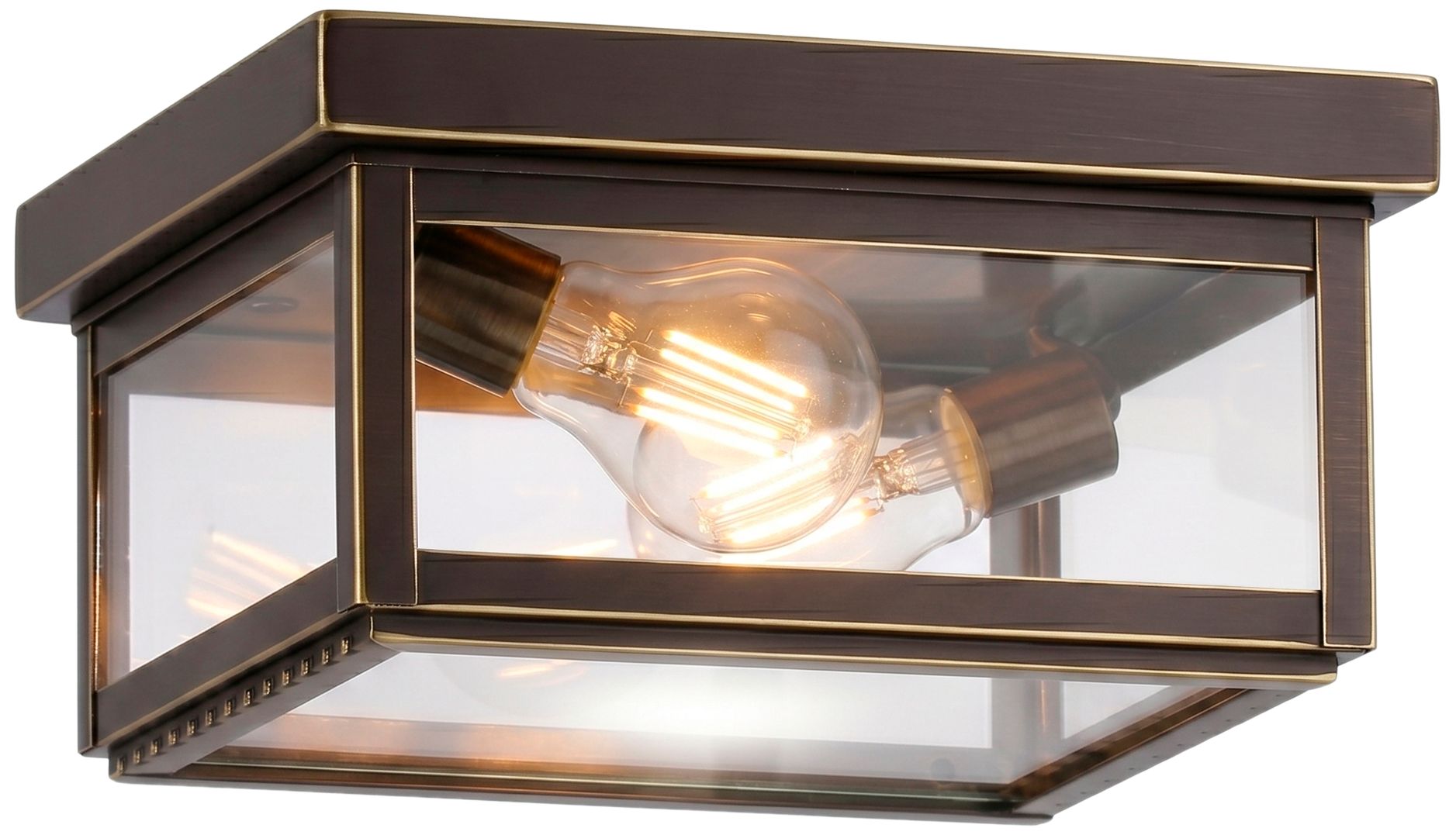 Branford - 2 Light - 10 inch - Bronze - Solid Brass - Semi Flush