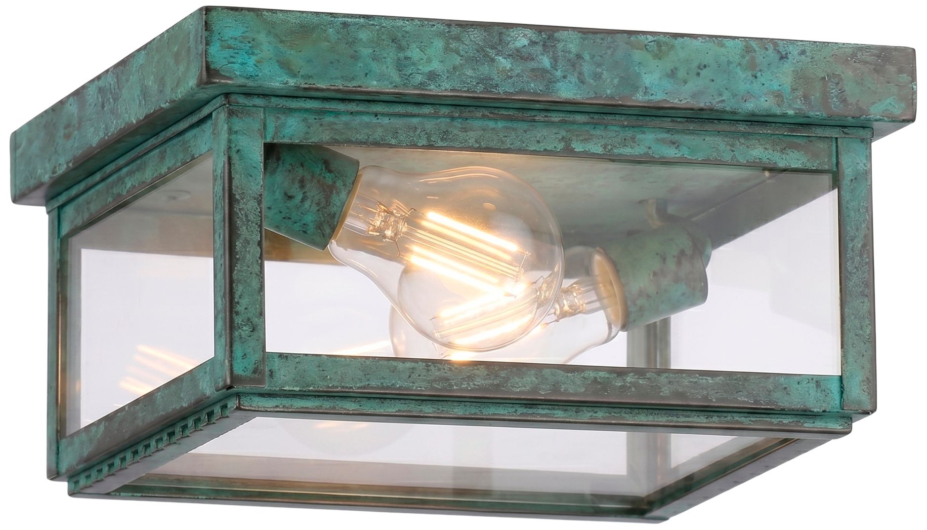 Branford - 2 Light - 10 inch - Verde Green - Solid Brass - Semi Flush