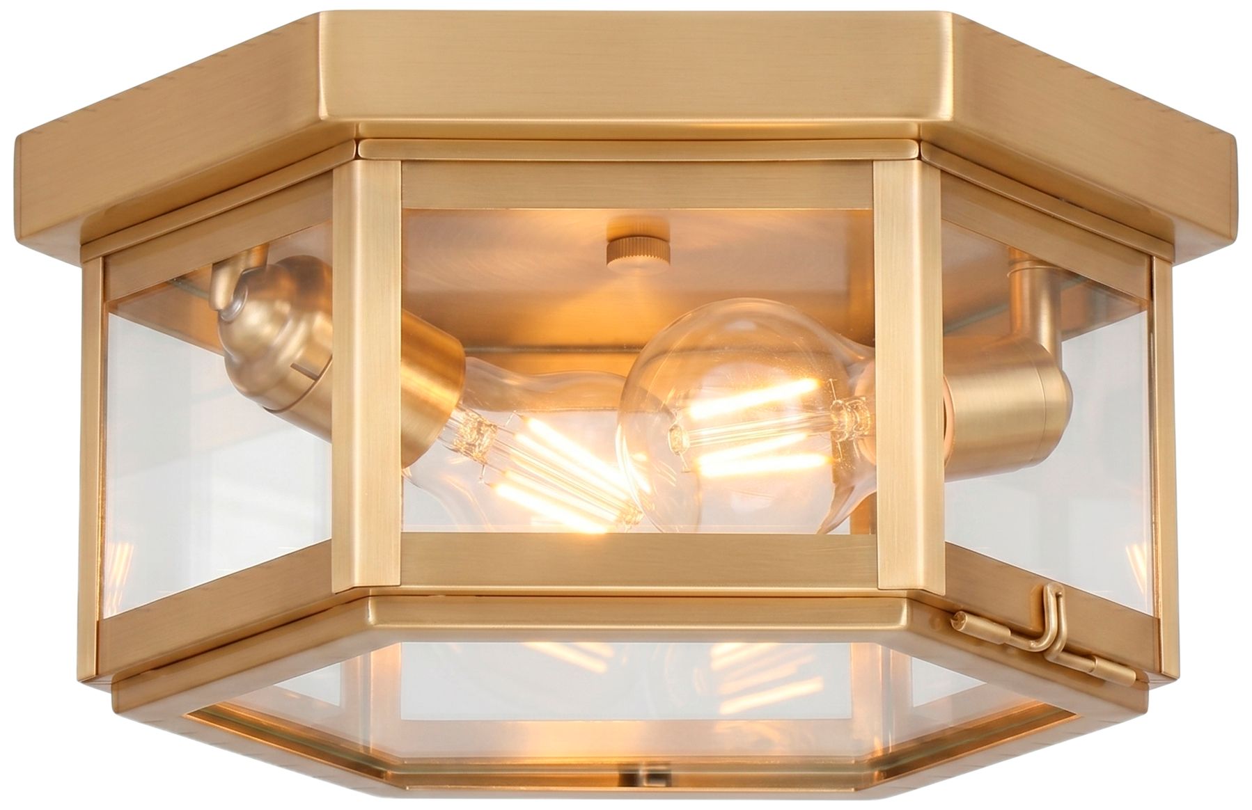 Branford - 2 Light - 11 inch - Antique Brass - Solid Brass - Semi Flush