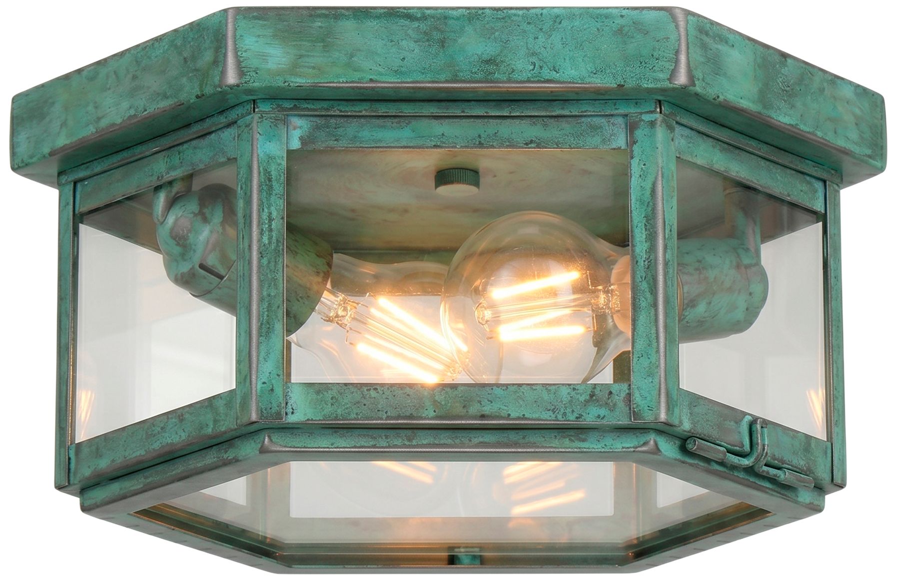 Branford - 2 Light - 11 inch - Verde Green - Solid Brass - Semi Flush