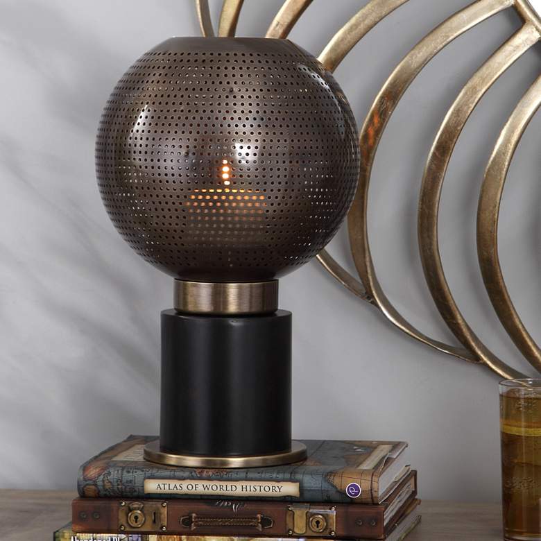 Image 1 Branham 14" High Bronze and Brass Modern Candle Holder