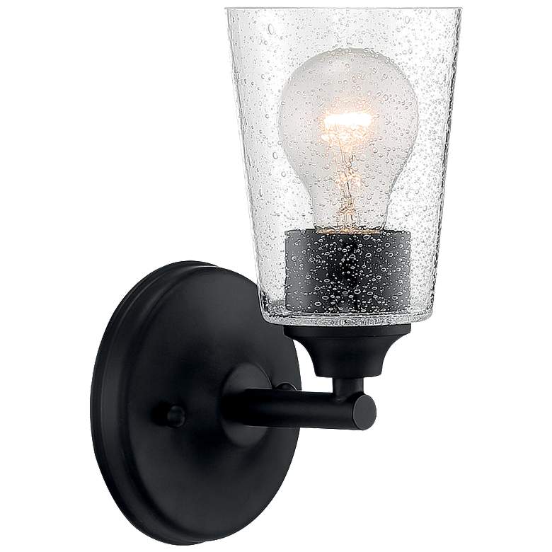Image 1 Bransel; 1 Light; Vanity Fixture; Matte Black Finish w/ Clear Seeded Glass