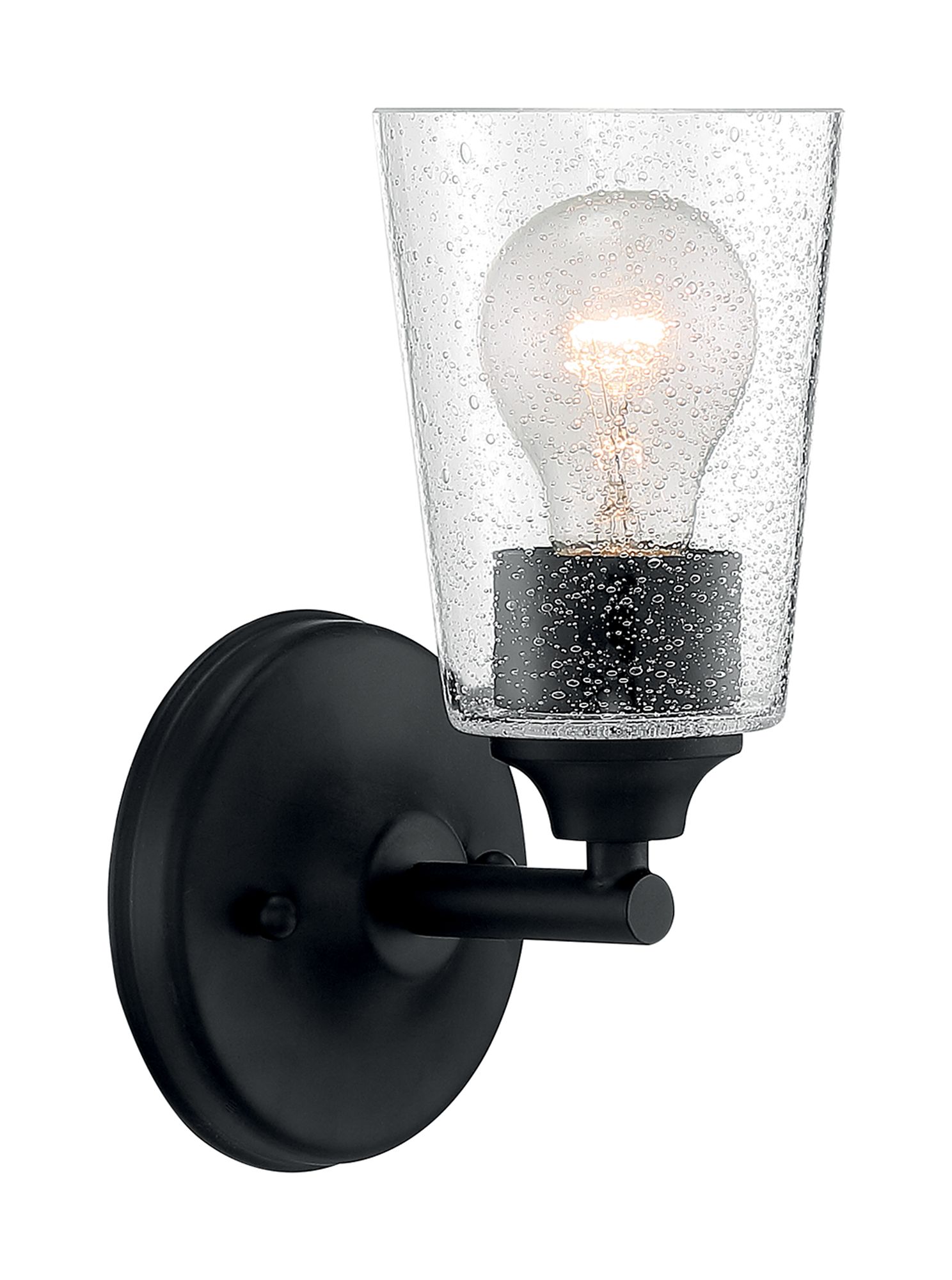 Image 2 Bransel; 1 Light; Vanity Fixture; Matte Black Finish w/ Clear Seeded Glass more views