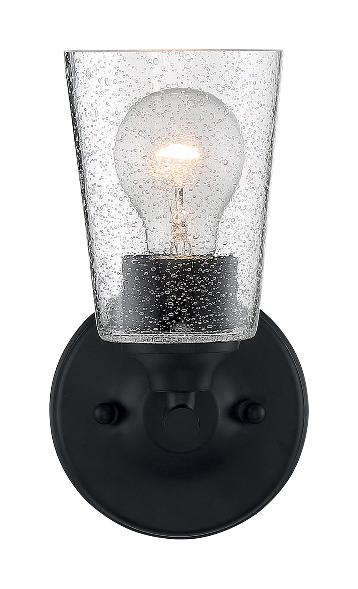 Image 3 Bransel; 1 Light; Vanity Fixture; Matte Black Finish w/ Clear Seeded Glass more views