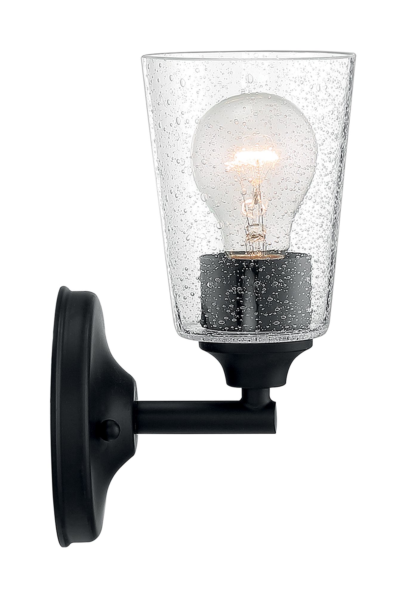 Image 4 Bransel; 1 Light; Vanity Fixture; Matte Black Finish w/ Clear Seeded Glass more views