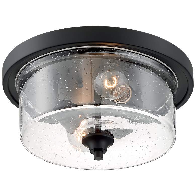 Image 1 Bransel 13" Wide Matte Black 2-Light Ceiling Light