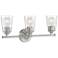 Bransel; 3 Light; Vanity; Brushed Nickel Finish with Clear Seeded Glass