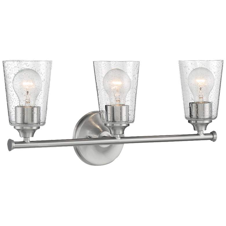 Image 1 Bransel; 3 Light; Vanity; Brushed Nickel Finish with Clear Seeded Glass