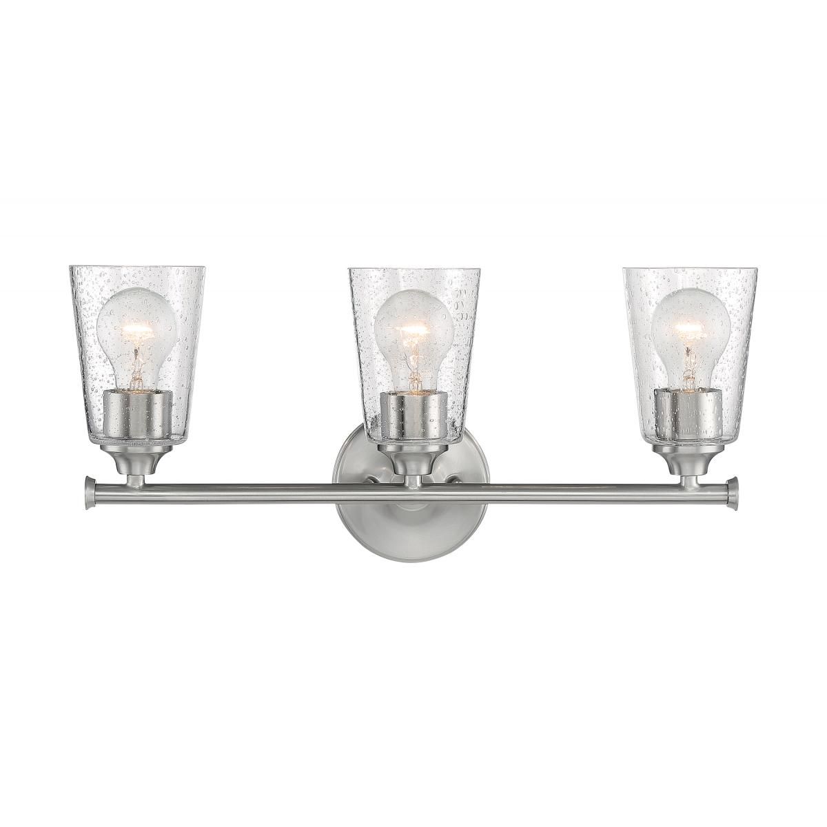 Image 2 Bransel; 3 Light; Vanity; Brushed Nickel Finish with Clear Seeded Glass more views