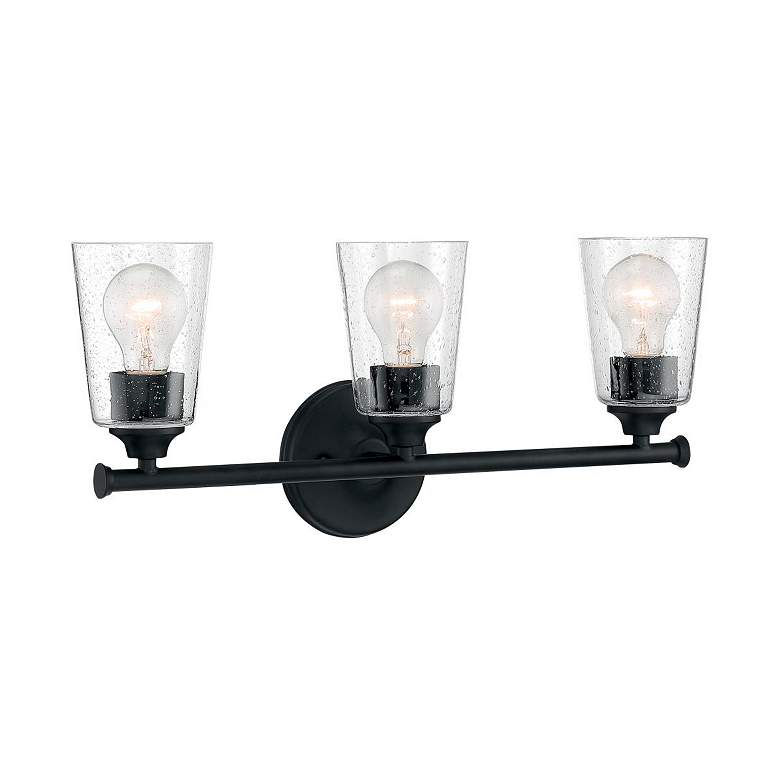 Image 2 Bransel; 3 Light; Vanity Fixture; Matte Black Finish w/ Clear Seeded Glass more views