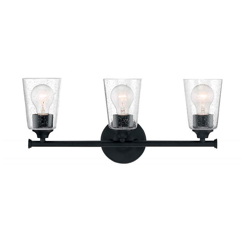 Image 3 Bransel; 3 Light; Vanity Fixture; Matte Black Finish w/ Clear Seeded Glass more views
