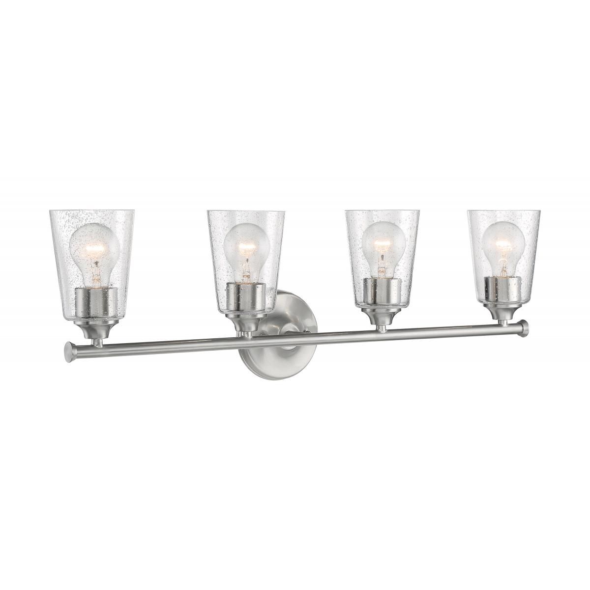 Image 2 Bransel; 4 Light; Vanity; Brushed Nickel Finish with Clear Seeded Glass more views