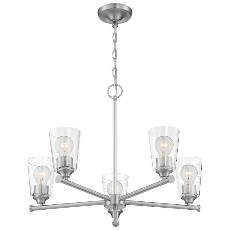 Image 1 Bransel; 5 Light; Chandelier Fixture; Brushed Nickel Finish Seeded Glass
