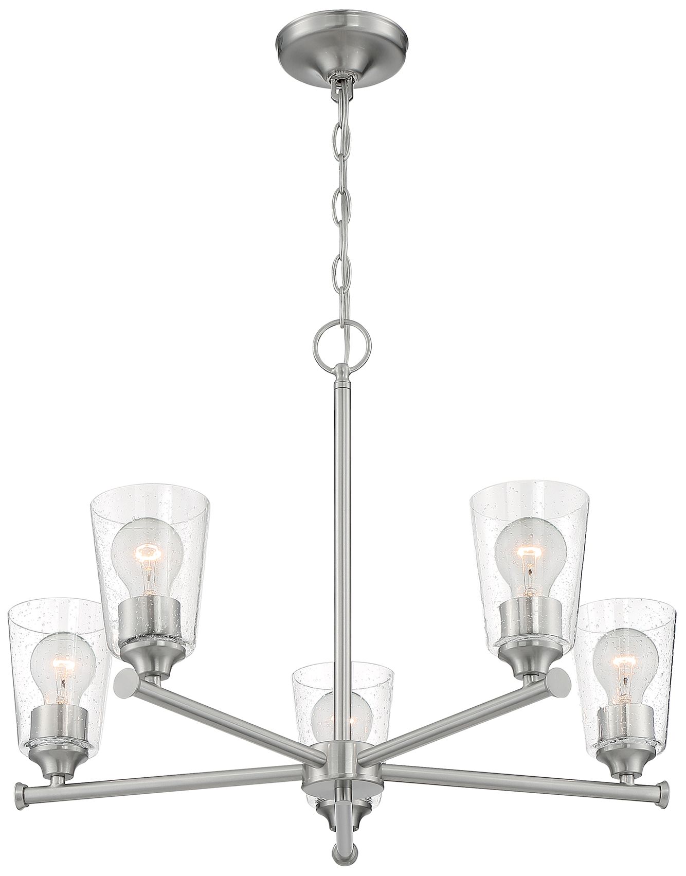 Image 2 Bransel; 5 Light; Chandelier Fixture; Brushed Nickel Finish Seeded Glass more views