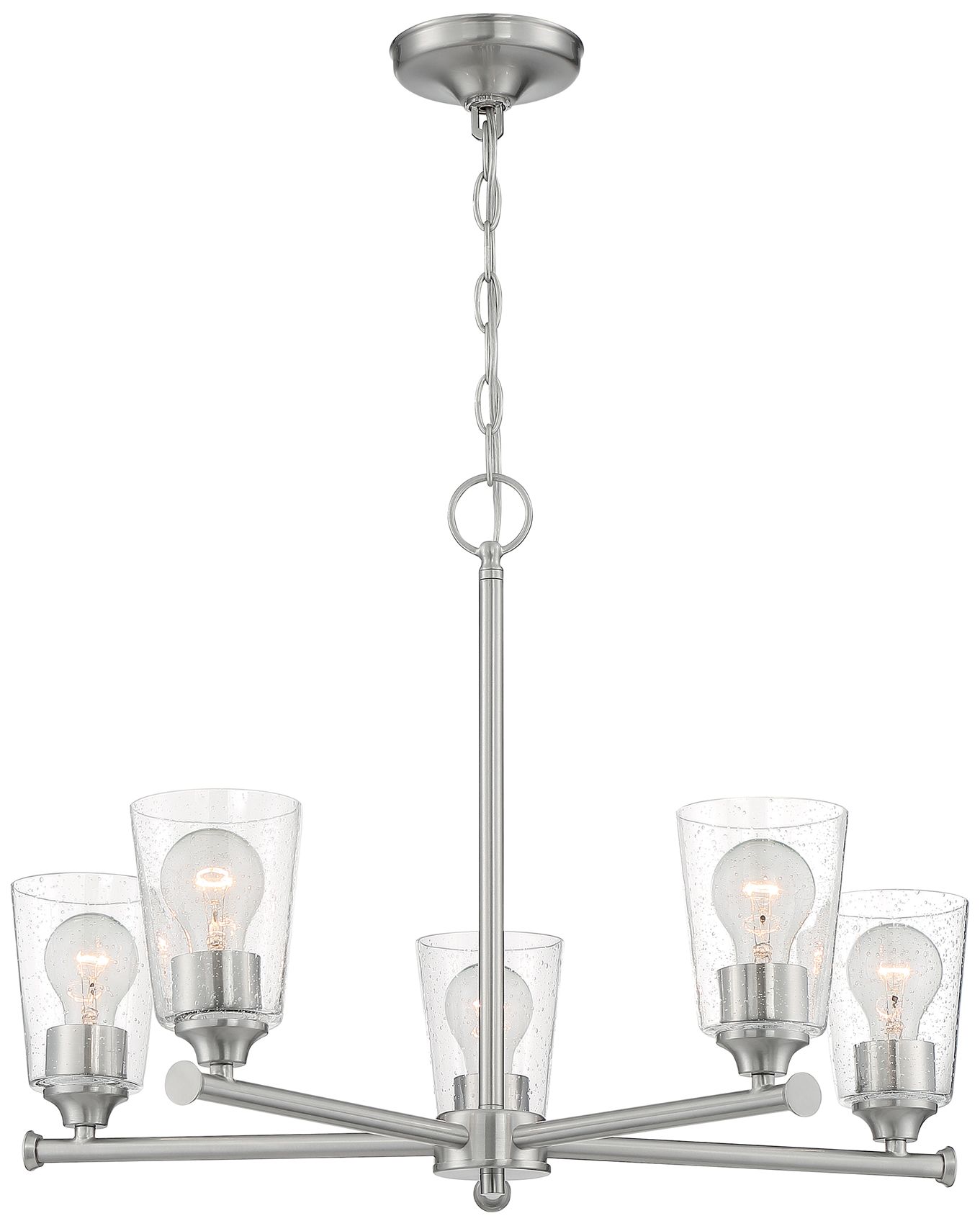 Image 3 Bransel; 5 Light; Chandelier Fixture; Brushed Nickel Finish Seeded Glass more views