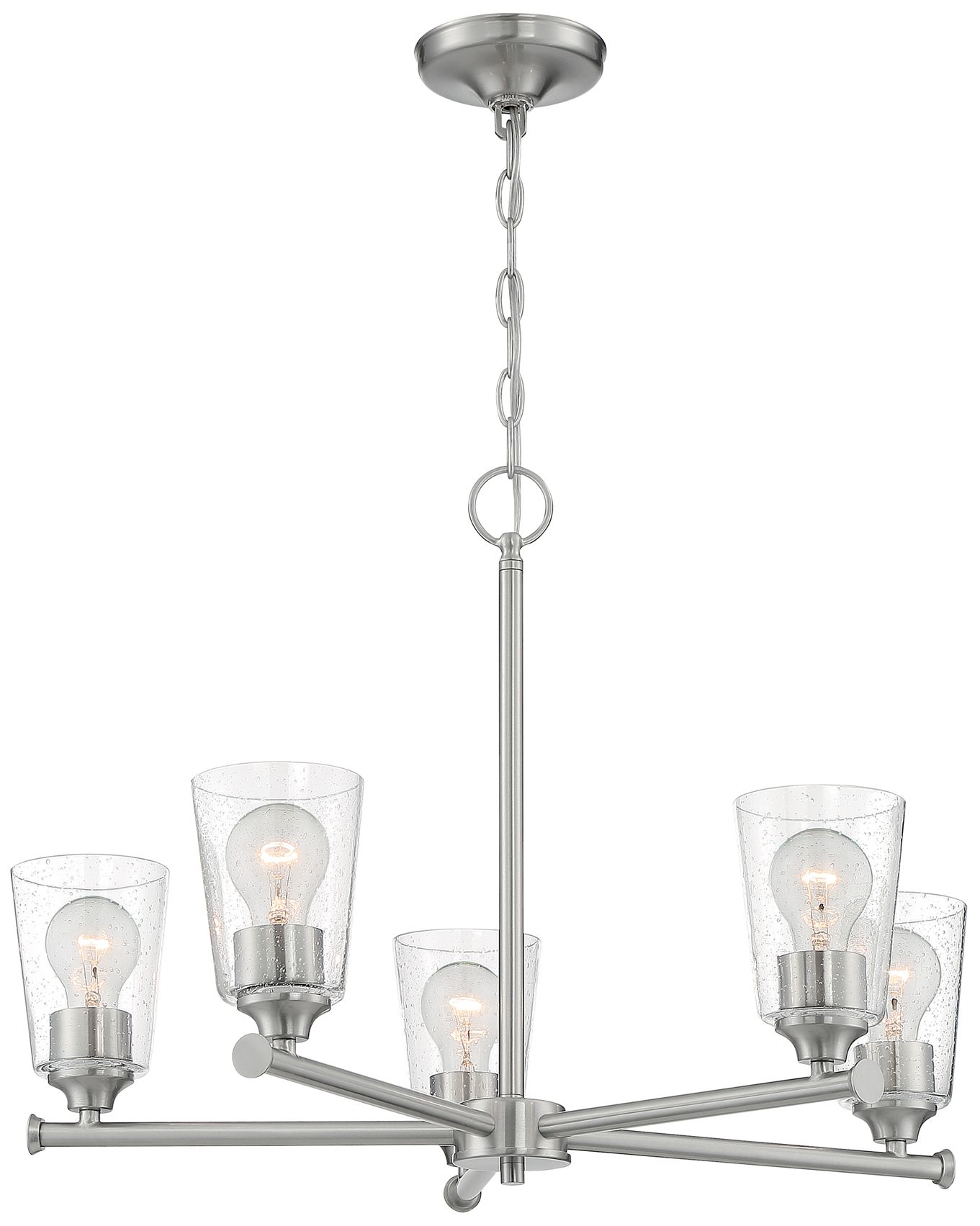 Image 4 Bransel; 5 Light; Chandelier Fixture; Brushed Nickel Finish Seeded Glass more views