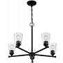 1_Bransel; 5 Light; Chandelier Fixture; Matte Black Finish Seeded Glass