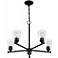 Bransel; 5 Light; Chandelier Fixture; Matte Black Finish Seeded Glass