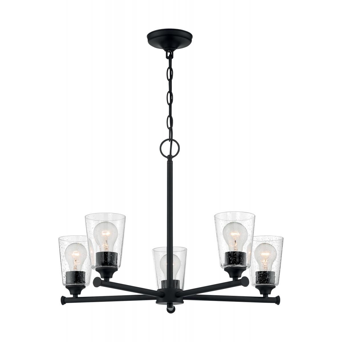 Image 2 Bransel; 5 Light; Chandelier Fixture; Matte Black Finish Seeded Glass more views