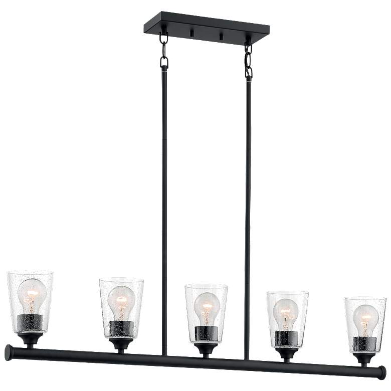 Image 1 Bransel; 5 Light; Island Pendant; Matte Black Finish w/ Clear Seeded Glass