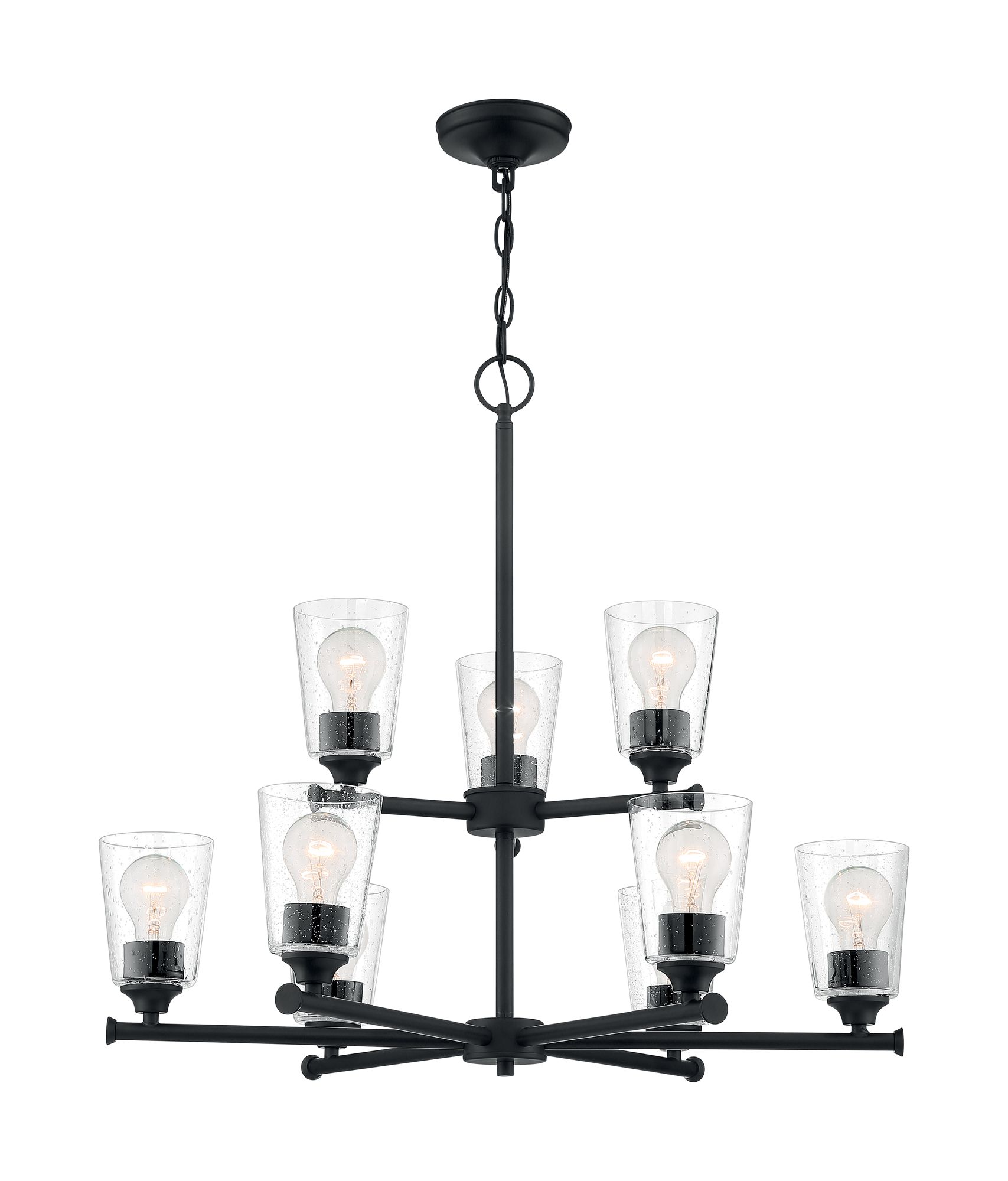 Image 3 Bransel; 9 Light; Chandelier Fixture; Matte Black Finish Seeded Glass more views