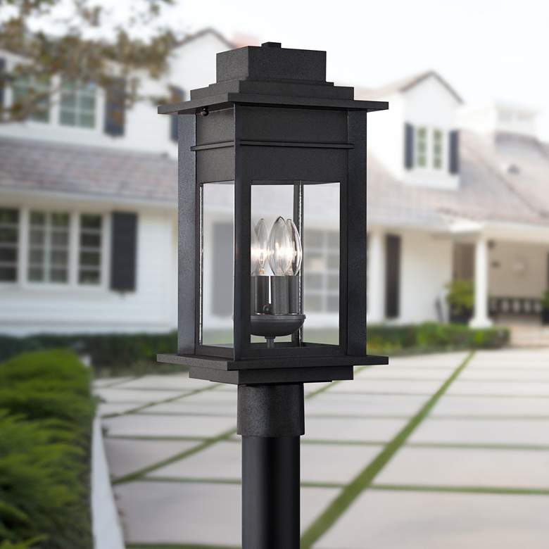 Bransford 19 1/2&quot;H Black-Specked Gray Outdoor Post Light