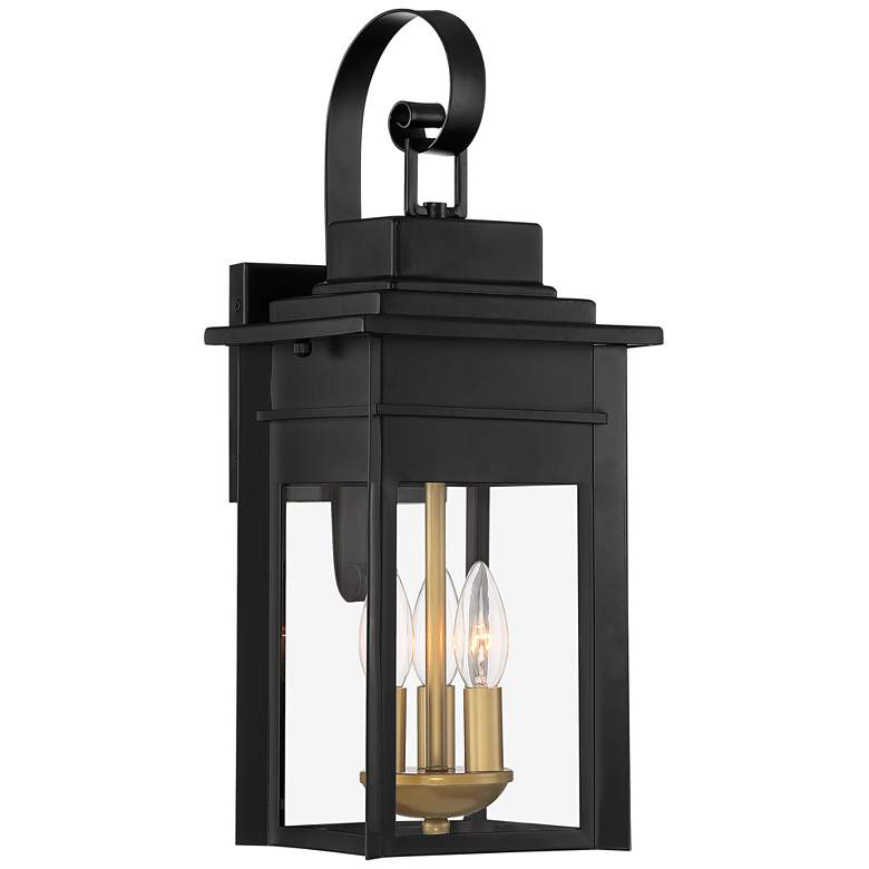 Image 2 Bransford 19 inch High Black-Brass Outdoor Lantern Wall Light