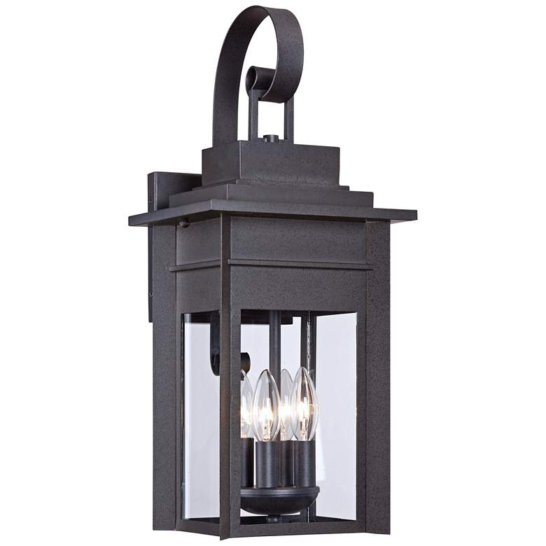 Image 2 Bransford 21 inch High Black-Specked Gray Outdoor Wall Light Lantern