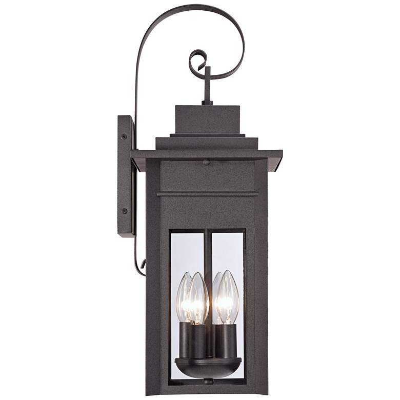 Image 5 Bransford 21 inch High Black-Specked Gray Outdoor Wall Light Lantern more views