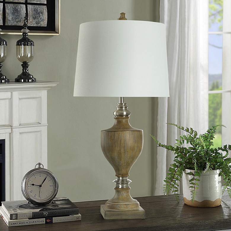 Image 1 Branson 35.75" High Brown Brushed Polyresin and Metal Table Lamp