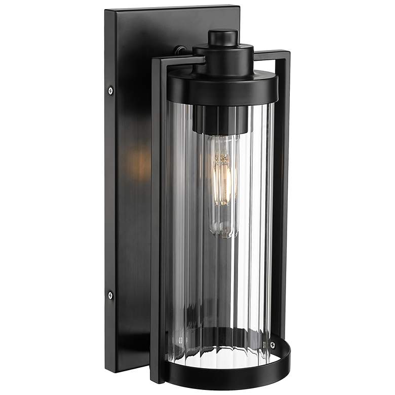 Image 1 Braselton 14" High 1-Light Outdoor Wall Sconce in Powder Coated Black