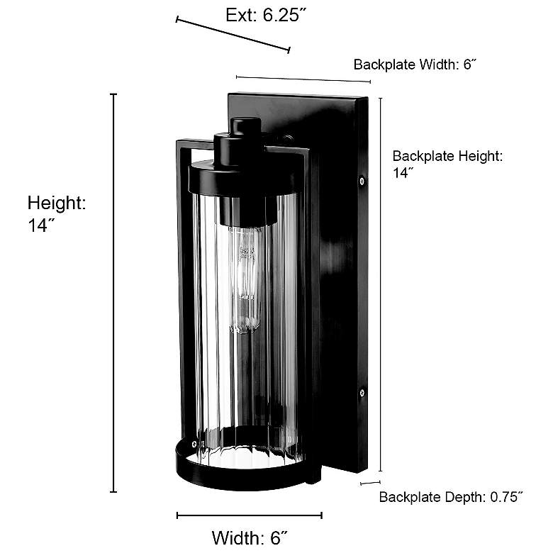 Image 7 Braselton 14" High 1-Light Outdoor Wall Sconce in Powder Coated Black more views