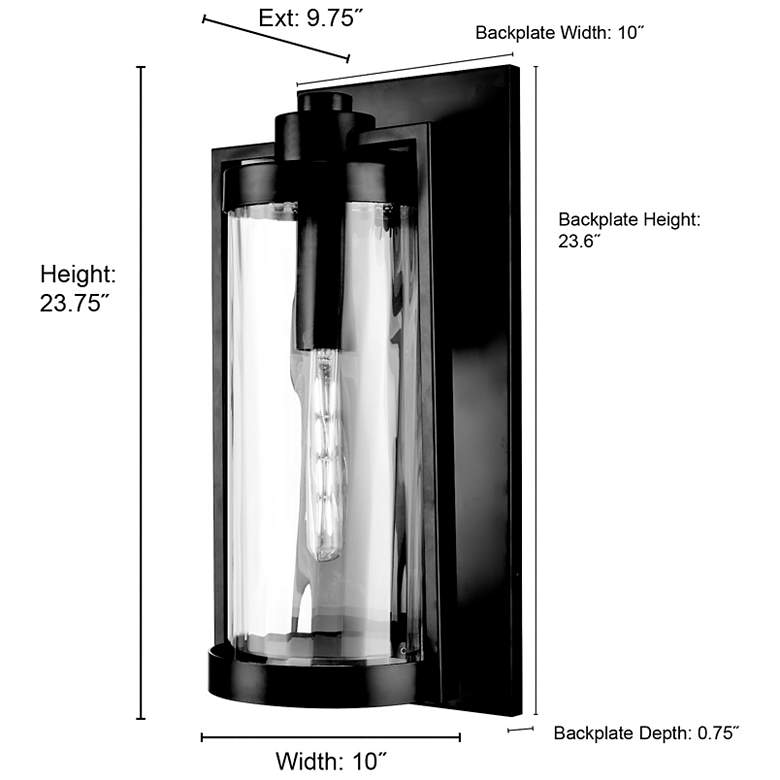 Image 7 Braselton 23.75" High 1-Light Outdoor Wall Sconce in Powder Coated Black more views