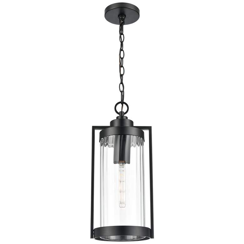 Image 1 Braselton 8" Wide 1-Light Outdoor Hanging Lantern in Powder Coated Black