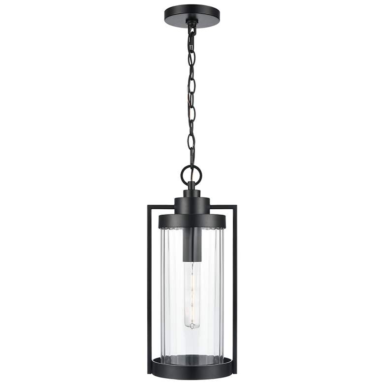 Image 2 Braselton 8" Wide 1-Light Outdoor Hanging Lantern in Powder Coated Black more views